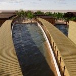 L'école vue aérienne des bassins, dessin 3D